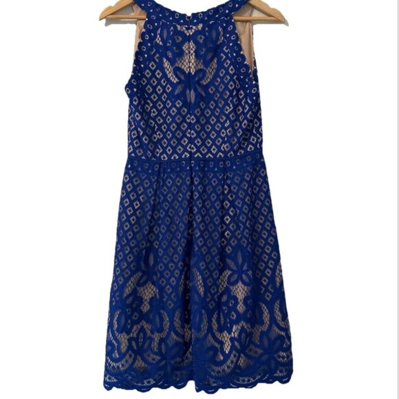 Adrianna Papell Women's 4 Royal Blue Designer Fit & Flare Career Formal Dress - Picture 3 of 4